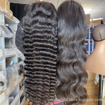 Custom Colored Deep Wave Transparent HD 13x4 13x6 360 Full Lace Front Wigs , Natural Virgin Brazilian Human Hair Vendors Wig